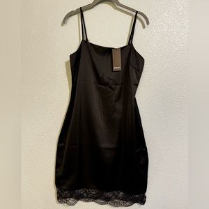 Petite Lace Trim Mini Slip Dress